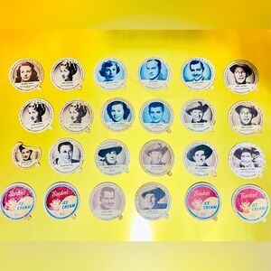 Vintage Twenty-Four [24] Bordens Ice Cream Cups, Dixie Movie Lids w/ 50's Celebs